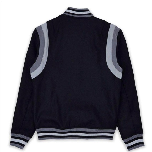 REASON CLOTHING WESTLAKE VARSITY JACKET BLACK LARGE - Picture 2 of 4